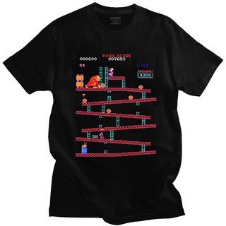 เสื้อยืดผ้าฝ้าย เสื้อยืดแขนสั้นลําลอง ผ้าฝ้ายแท้ พิมพ์ลาย Donkey Kong Arcade Game สไตล์วินเทจ สําหรับผู้ชาย