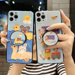 เคสโทรศัพท์ ชนิด TPU นิ่ม มีขาตั้งแบบพับได้ ลายการ์ตูนหมี น่ารัก สำหรับ Samsung Galaxy A52S S21FE A52 A32 A22 S20FE A51 A71 5G s9plus s21 plus ultra note10 s22 plus ultra s10 + s10plus s10lite s20 s20plus s20ultra note20 note20ultra A70 NOTE8 NOTE9 case