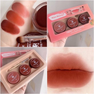 Kiss Beauty creamy super matte เซต 3 สี สวย ติดทนนานมากๆ ปาดทีเดียวเอาอยู่ NO.89949 ลิปเซต