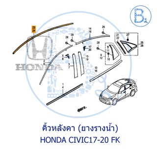 **อะไหล่แท้** คิ้วหลังคา ยางรางน้ำหลังคา HONDA CIVIC17-20 FK