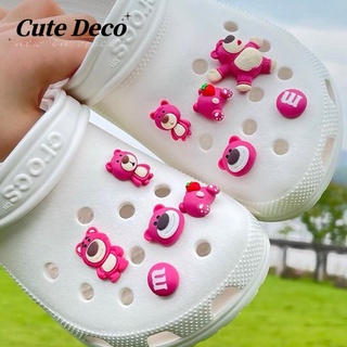 【 Cute Deco 】การ์ตูนน่ารัก หมีสตรอเบอร์รี่ (9 แบบ) หมีสตรอเบอร์รี่ / สตรอเบอร์รี่ / สีชมพู M เขย่า จี้กระดุม Crocs / น่ารัก Jibbitz Croc รองเท้า DIY / วัสดุเรซิน เสน่ห์ สําหรับ DIY