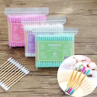 (พร้อมส่ง / 100 ชิ้น/แพ๊ค) คอตตอนบัต สำลีพันก้าน 2 หัว สำลีก้าน cotton bud ใช้คู่กับ หยอดไรหูแมว หยอดหูแมว หยอดหูสุนัข