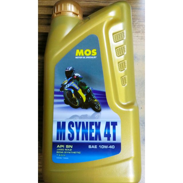 100% ยี่ห้อ MOS MOTORSIKAL MINYAK 4T M Synex SAE 10W-40 MOTORCYCLE OIL 4T MOS M Synex 4T คุณภาพสูง