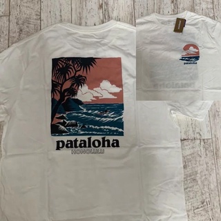 พร้อมส่ง PATAGONIA เสื้อยืดแขนสั้น ผ้าฝ้าย ทรงสี่เหลี่ยม พิมพ์ลายภูมิทัศน์ สไตล์เรโทร สําหรับผู้ชาย และผู้หญิงเสื้อยืด