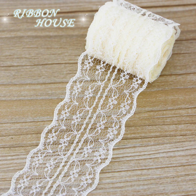 (5หลา/ม้วน) 45มม ลูกไม้สีขาวของขวัญบรรจุภัณฑ์วัสดุผ้าริบบิ้นตกแต่งน่ารัก - รูปที่ 4