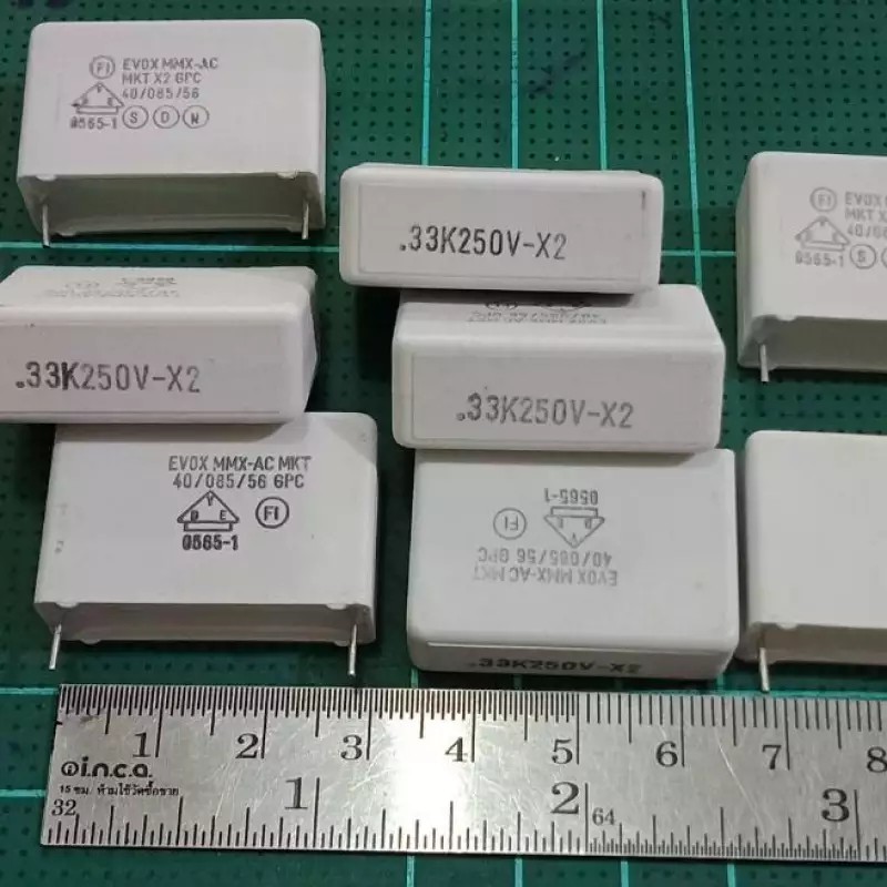 0.33UF 250V EVOX MKT ขาห่าง 28 มิล ของแท้-ใหม่ แพ็ค 2 ตัว 90 บาท