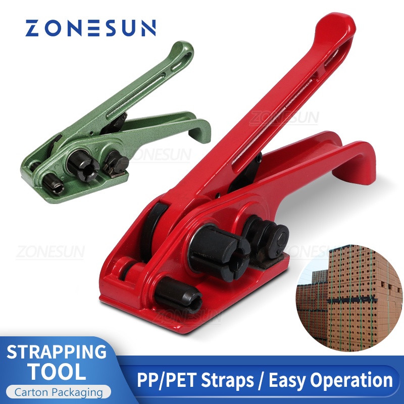 ZONESUN คู่มือเครื่องมือรัด 12-19 มม.PET PP Strap Tensioner สําหรับสายรัดพลาสติก ZS-MST1