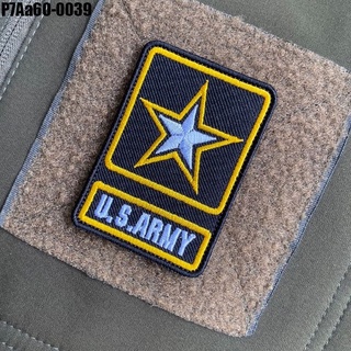 อาร์มติดตีนตุ๊กแกปักลาย U.S.ARMY ดาวเหลือง ปักขาวเหลือง บนผ้าโพลีสีดํา /Size 7*5cm งานปักคุณภาพดีสมราคา รุ่น P7Aa60-0039