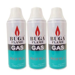 BUGA FLAME GAS แก๊สเติมไฟแช็คฝาขาว แก๊สบูก้ากระป๋อง BUGA FLAME GAS REFILL ปริมาตรสุทธิ 375 ml