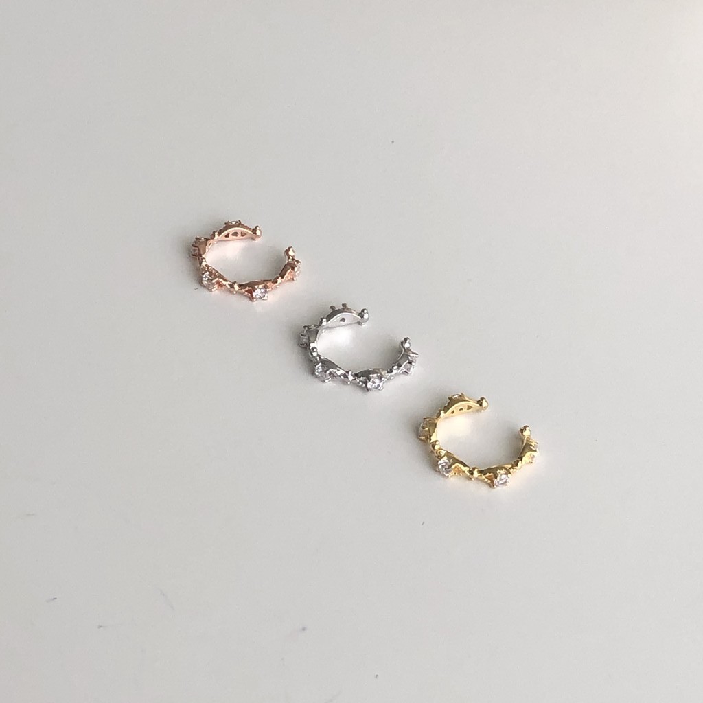Winterwinter Jewelry Silver925 : เครื่องประดับเงินแท้ เงินแท้925 Ear cuff ต่างหูหนีบเพชร
