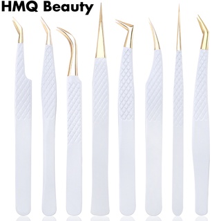 1Pc White Gold แหนบป้องกันไฟฟ้าสถิตย์ Eyelash Extension ชุดส…