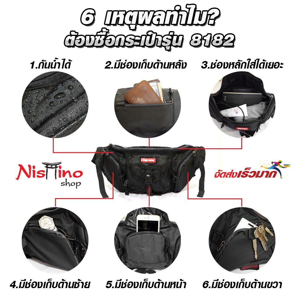 Nishino กระเป๋าคาดเอว และ กระเป๋าสะพายข้าง กระเป๋ากันน้ำได้ 100%