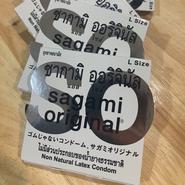 ถุงยางอนามัย sagami size L  แบ่งขาย Sagami Original 0.02 Size L ถุงยางอนามัยแบบบางพิเศษ บางเพียง 0.02 มม.ไซด์ L ขนาด 56