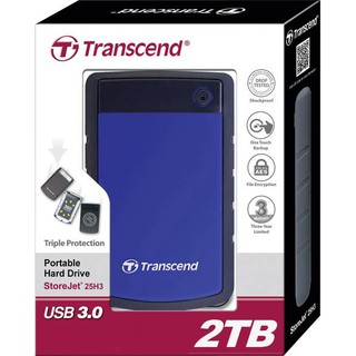 💥💥พร้อมส่ง💥💥 Transcend 2TB USB 3.1 Gen 1 StoreJet 25H3B Rugged External Hard Drive 🚩🚩รับประกัน 3 ปี🚩🚩