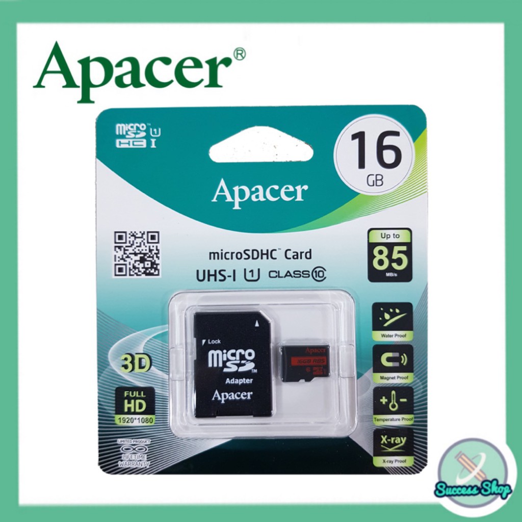 Apacer Micro SD Card 16GB Class10 Up to 85 MB/s แมมโมรี่การ์ด