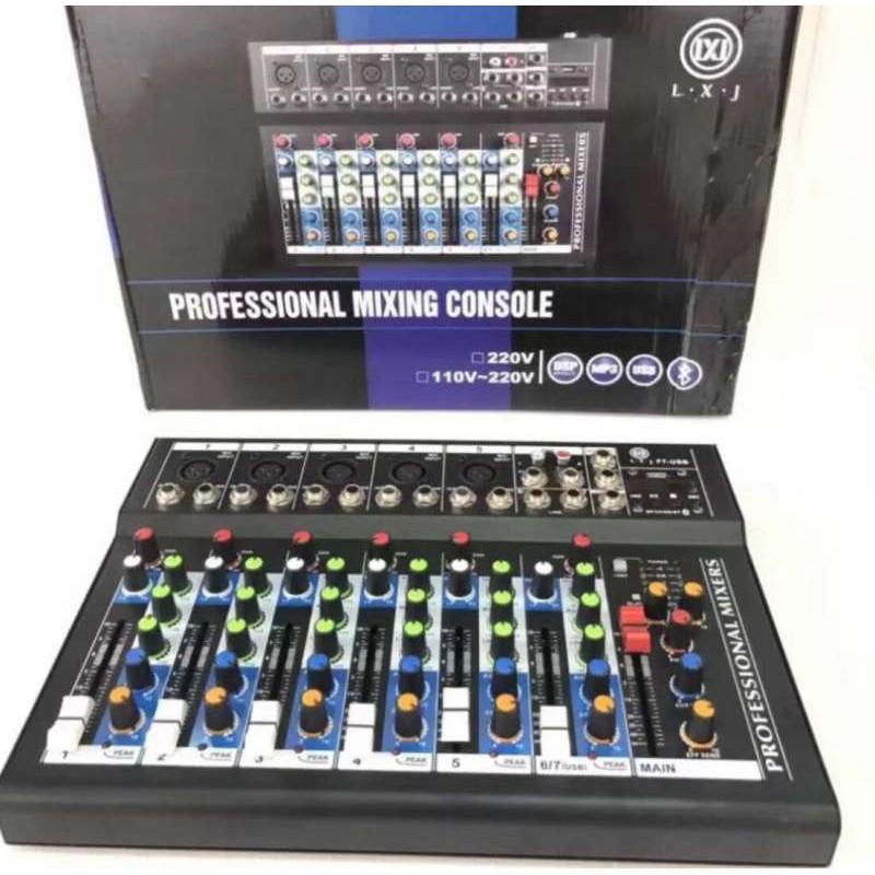 มิกเซอร์ 7 มิกซ์เซอร์F 7 แชลแนล DJ สตูดิโอ KARAOKE Live สด Gaming ควบคุมซาวด์ Sound Mixer 7-Channel รองรับบลูทูธ USB MP3
