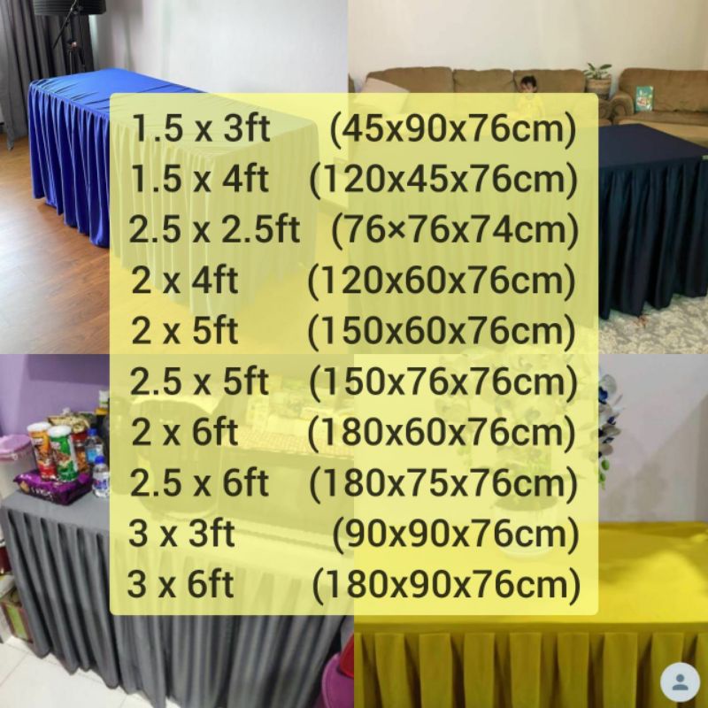 STOK Skirting Meja Banquet Saiz