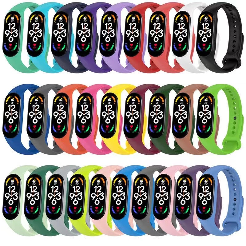 สายนาฬิกาซิลิโคนสำหรับ Xiaomi Mi Band 7 วงดนตรีกีฬากันน้ำและกันเหงื่อที่ดีที่สุด
