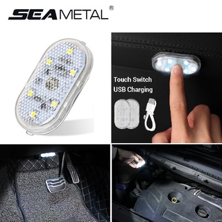 SEAMETAL ไฟ LED สวิทช์แบบสัมผัส ไร้สาย ติดเพดานรถยนต์ ขนาดเล็ก ไฟอ่านหนังสือ USB ความสว่างสูง ชาร์จไฟได้ ไฟกลางคืน LED