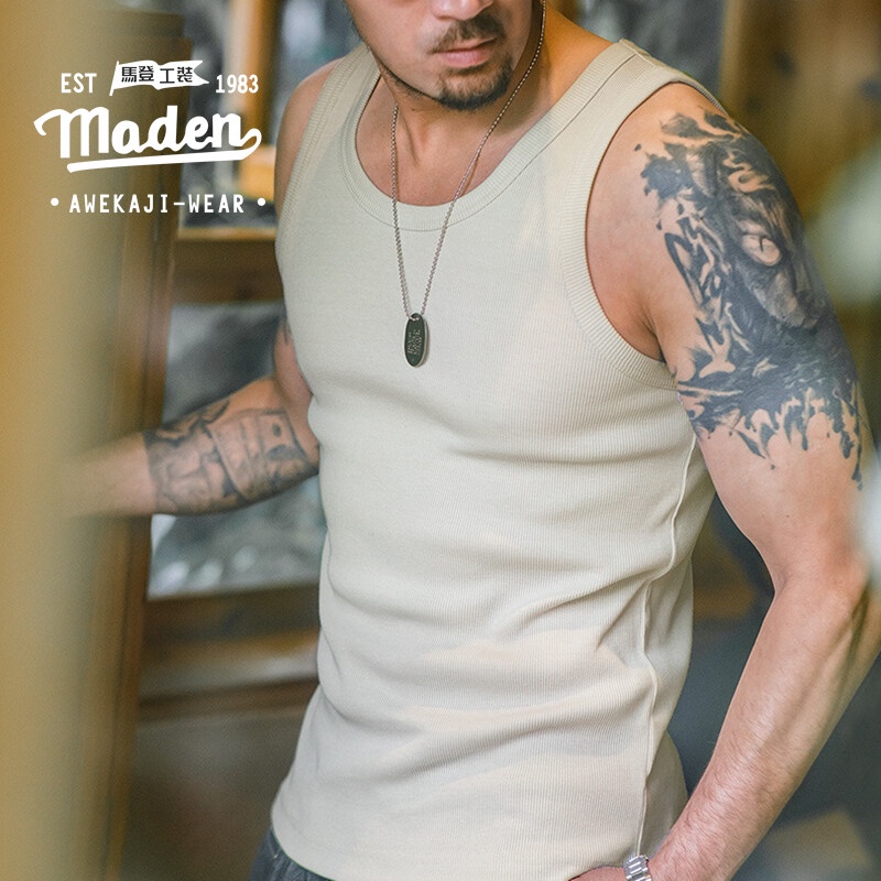 Retro เครื่องมือสไตล์ 2025 ฤดูร้อนใหม่ Tough Guy Men Home สีทึบ Slim Fit เสื้อกั๊กผ้าฝ้ายแขนกุดเสื้อยืดกีฬาฟิตเนสเด็กกลางแจ้งชุดชั้นใน Bottoming เสื้อ — صورة 2