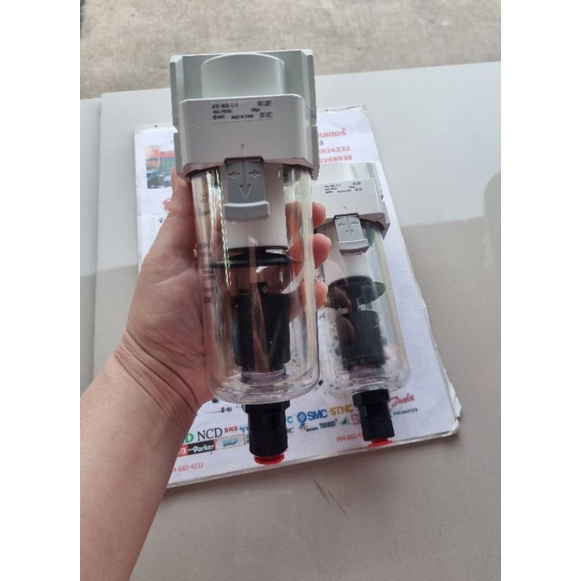 ตัวกรองน้ำ ตัวดักน้ำใส่ปั๊มลม ถังลม ยี่ห้อ SMC รุ่น AF40-N04D-Z-A แบบออโต้เดรน เดรนน้ำอัตโนมัติ ขนาด