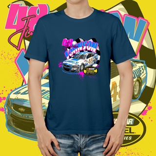 แขนสั้นcrew neckเสื้อยืด พิมพ์ลาย Jimmie Johnson NASCAR สีดํา และสีขาวS-XXXXL