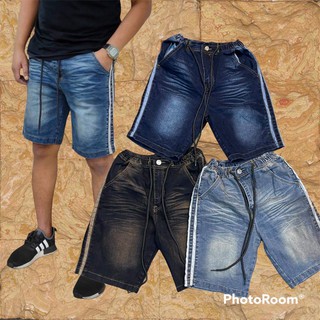 ขายดี !! #กางเกงยีนส์ขาสั้น #ฟรีไซส์ รอบเอว 28-40 นิ้ว #กางเกงแทบข้าง #กางเกงผู้ชาย #เอวยางยืด #แถบข้าง ราคาถูกกก