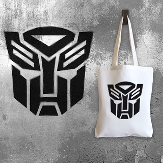 กระเป๋าผ้าแคนวาส สไตล์ที่ 253 สกรีนลายสไตล์พ่นสีสเปร์ย แนว Street Art ลาย Transformers-Autobots-Optimus-Prime