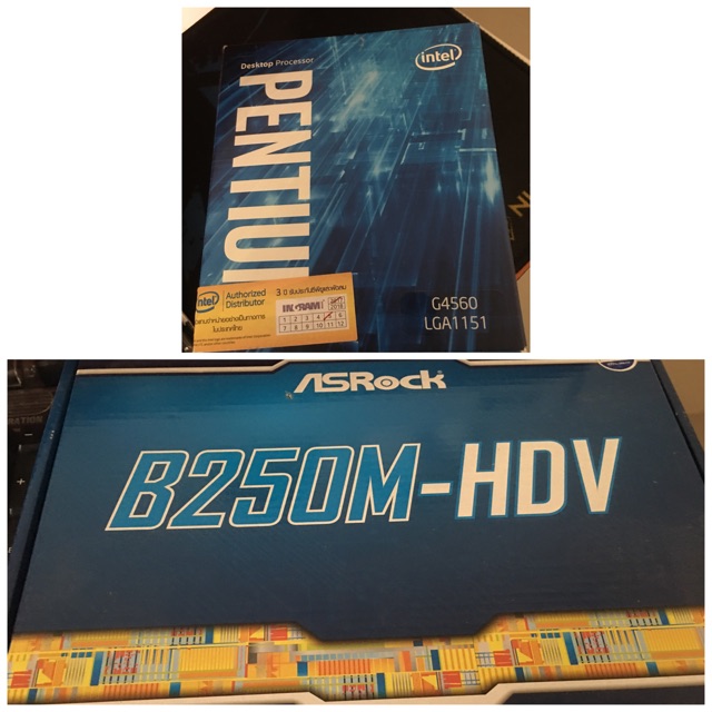 CPU Pentium G4560 3.50GHz + เมมบอร์ด AsRock B250m-HDV รองรับ M.2 มือสอง ประกันเหลือ กล่องครบ