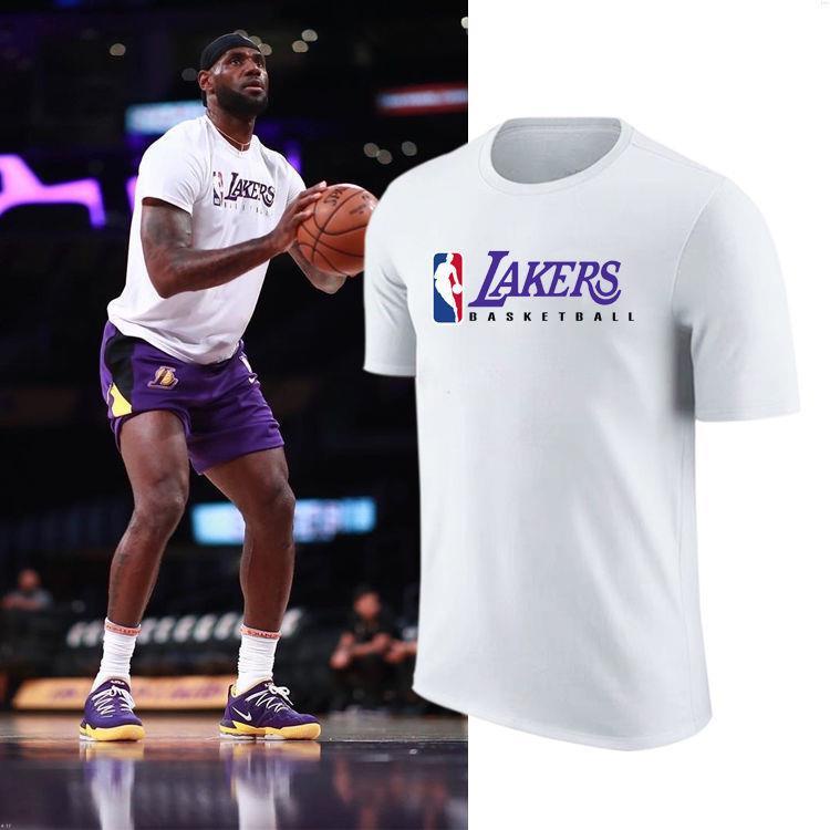 เสื้อยืดแขนสั้น พิมพ์ลาย Lakers Warriors Basketball Nets James Curry ให้ความอบอุ่น เหมาะกับใส่ออกกําลังกาย สําหรับผู้ชาย