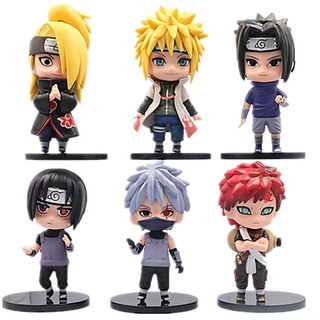 ฟิกเกอร์ Namikaze Minato Uchiha Sasuke Itachi Gaara Kakashi Deidara ของเล่นสําหรับเด็ก 6 ชิ้น