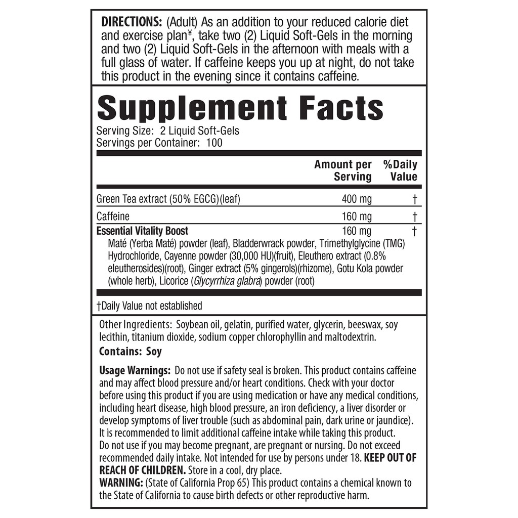 ชาเขียว 200 เม็ด Naturals Green Tea Fat Burner 90 FastActing Liquid