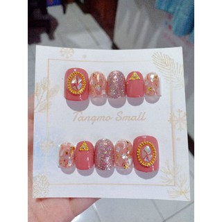 เล็บเจล สีชมพูขายดีของทางร้านล้อมไข่ปลาแต่งเปลือกหอยฟรีกาว+ตะไบ