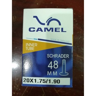 ยางในจักรยาน  ขนาด  20x1.75/1.90   จุกยาว   48 MM     SCHRADER  ยี่ห้อ   คาเมล(CAMEL)