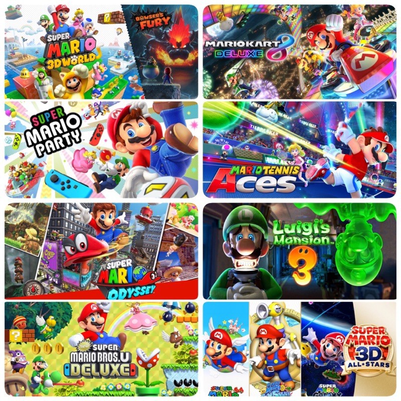 ♕▬❐[มือ2]แผ่นเกม Nintendo Switch [Mario 3d World, Mario Party, Kart, Tennis, Odyssey, Bros U, Luigi’s 3 &amp; 3d allstar]