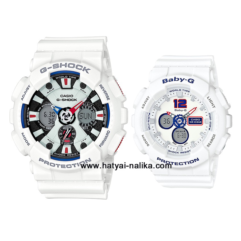 นาฬิกา คาสิโอ Casio G-Shock x Baby-G เซ็ตคู่รัก White Tricolor รุ่น GA-120TR-7A x BA-120TR-7B Pair set