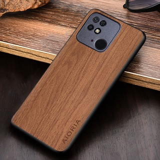 เคสหนัง pu ลายไม้ น้ําหนักเบา สไตล์ธุรกิจ สําหรับ Redmi 10C