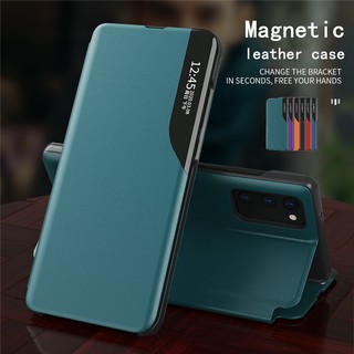 เคสโทรศัพท์กันกระแทกซิลิโคนPoco X3 Nfc Smart View Window Flip Leather Phone Case For Xiaomi mi Poco X3 NFC kickstand magnetic business cover for Magnetic Window Phone Case PU Leather Flip Cover