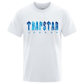 เสื้อผ้าผชเสื้อยืดแขนสั้นลําลอง ขนาดใหญ่ ระบายอากาศได้ดี พิมพ์ลาย trapstar london undersea สีฟ้า แฟชั่นฤดูร้อน สําหรับผู