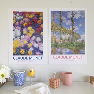 Poster - Claude Monet : Chrysanthemums and  Poplars in the sun