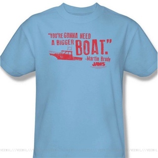 ขายดี เสื้อยืดลําลอง แขนสั้น คอกลม พิมพ์ลาย Jaws Bigger Boat 70s 80s LOgloe93NBlong18