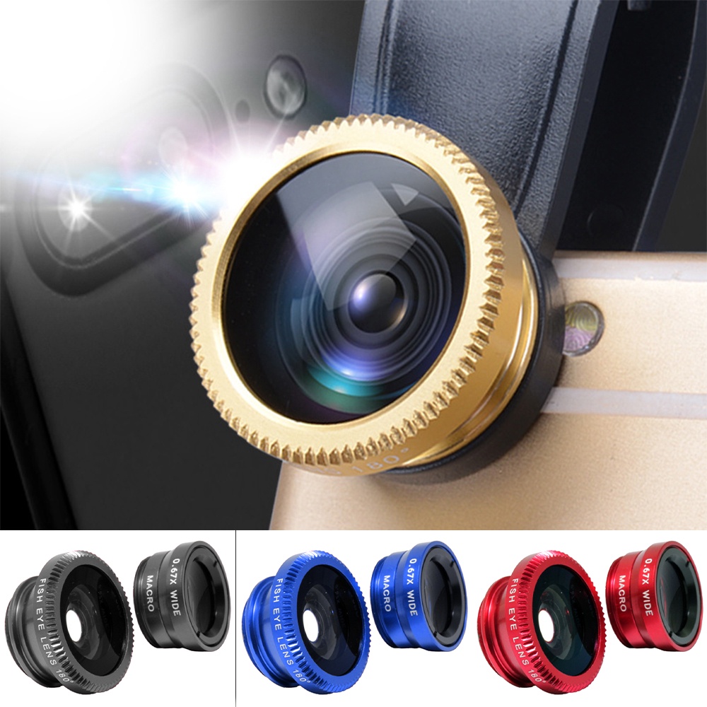 Clip Lens 3in1 เลนส์มือถือ 3 มุมมอง เลนส์ฟิชอาย เลนส์มุมมองกว้าง เลนส์มาโคร เลนส์เสริมสำหรับกล้องโทรศัพท์