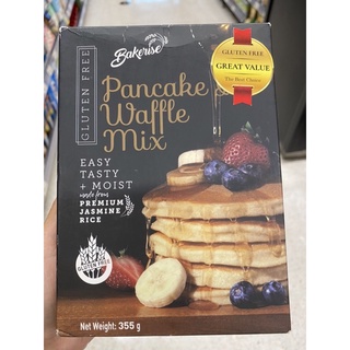 แป้ง ไม่มีกลูเต็น สำหรับ แพนเค้ก และ วาฟเฟิล ตรา เบเกอร์ไรส์ 355 G. Gluten Free Pancake &amp; Waffle Mix ( Bakerise )