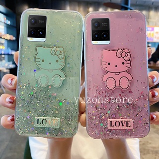 New เคสโทรศัพท VIVO Y33s Y21 Y21s V21 5G Phone Case เคส Luxury Rhinestones Glitter Starry Sky Cute Hello Kitty Cartoons Phone Back Cover