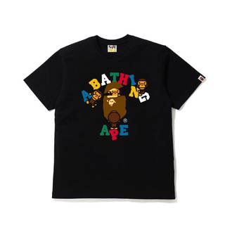 Bape เสื้อยืดแขนสั้น ผ้าฝ้าย พิมพ์ลาย แฟชั่นสําหรับผู้ชาย และผู้หญิง