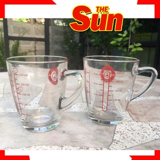 ชุด2ใบ** แก้วตวงTHESUN สำหรับชงกาแฟ มีหูและหน่วยวัด 1Cup / 250ML / 8oz ขีดมาตรฐานเนื้อหนา