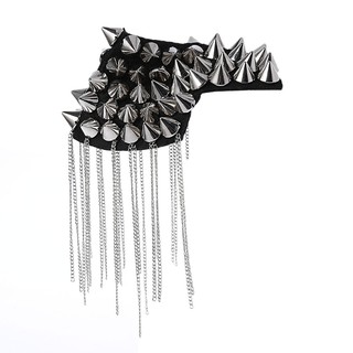 ❤❤ Punk Gothic Tassel Stud Rivet Pin Brooch Epaulette Shoulder Mark Board