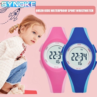 SYNOKE นาฬิกาเด็กมัลติฟังก์ชั่นคุณภาพสูง LED นาฬิกาสปอร์ตกันน้ำดิจิตอล