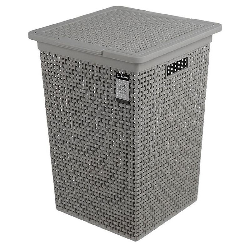 ตะกร้าผ้าเหลี่ยมสูงมีฝา DKW HH-1110 เทา
