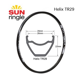 Sunringle Helix Tr29 26 / 27.5 29Er นิ้วขอบยางแอมแอมสําหรับ Dh 28 / 32 หลุมห่วงอัลลอยด์